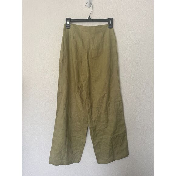 Zulu & Zephyr Green Linen Wide Leg Pants Size US 4 - Picture 4 of 9